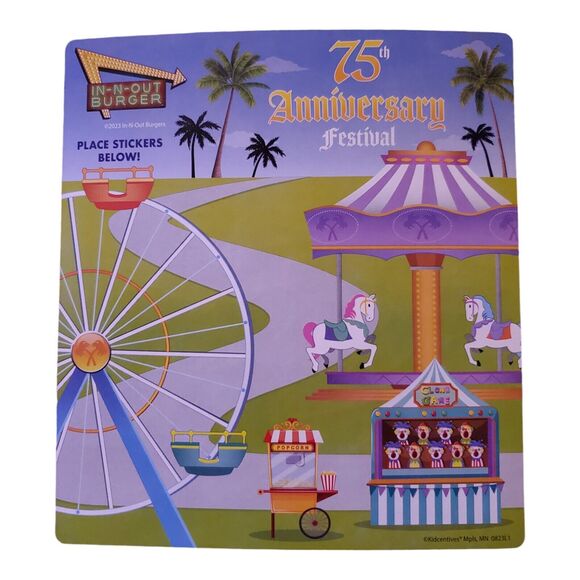 IN-N-OUT BURGER Sticker Sheet Make-A-Scene 75th Anniversary Set - Picture 2 of 3